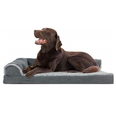 ZMAKER L-Shaped 30'' Large Orthopedic Dog Bed Filled with Memory Foam Base Warm Soft Pet Blanket for Dogs and Cats