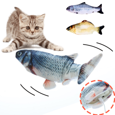 ZMaker Cat Toys Simulation Plush Swinging Fish Interactive Toy for Kittens Catnip Inside Touch Sensor Design