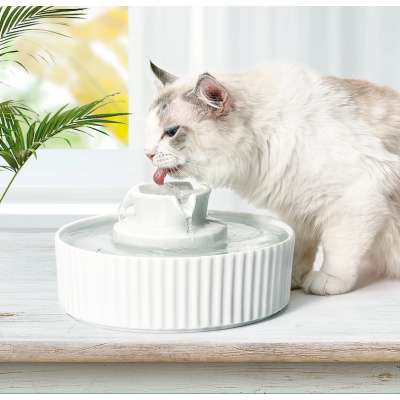 ZMAKER Cupcake Ceramic Pet Drinking Fountain 2.1L/71oz Automatic Pet Toys Scratch Resistant Water Dispenser for Cats and Dogs