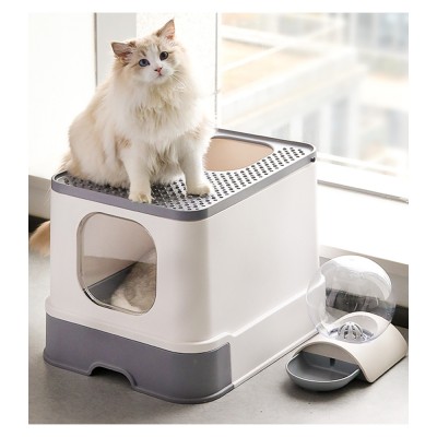 ZMaker Large Enclosed Cat Litter Box Durable Portable Prevent Splashing Deodorize Pet Toilet for All Sized Cats